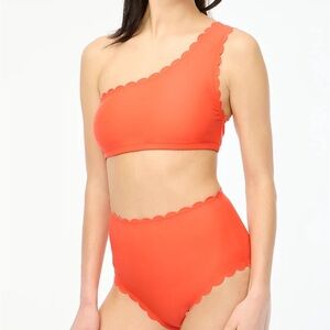 NWT J. Crew Factory red scalloped bikini top